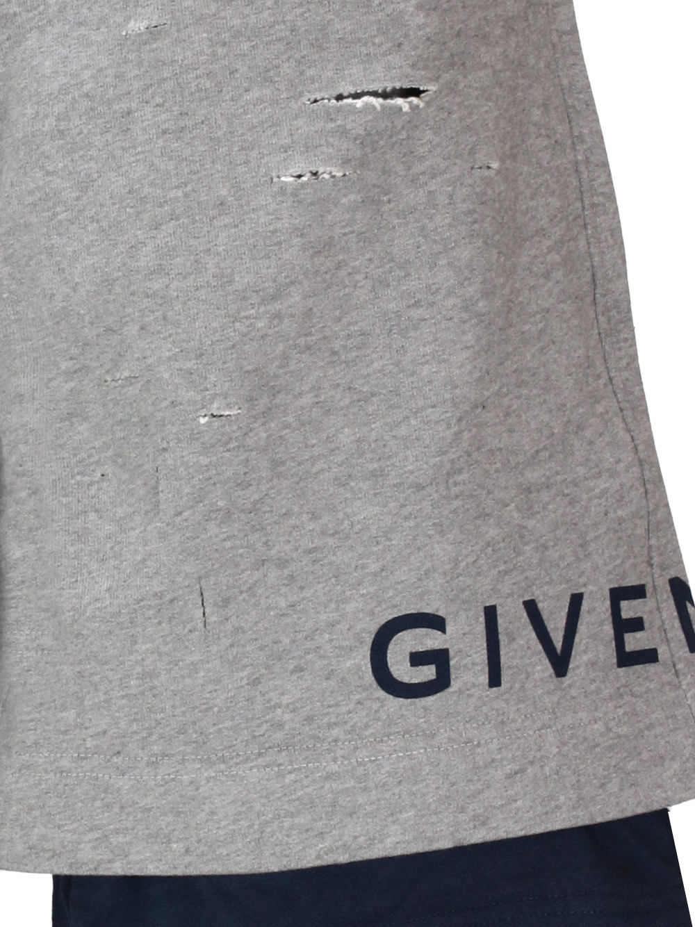 Givenchy Logo Printed Distressed Shorts In Gray