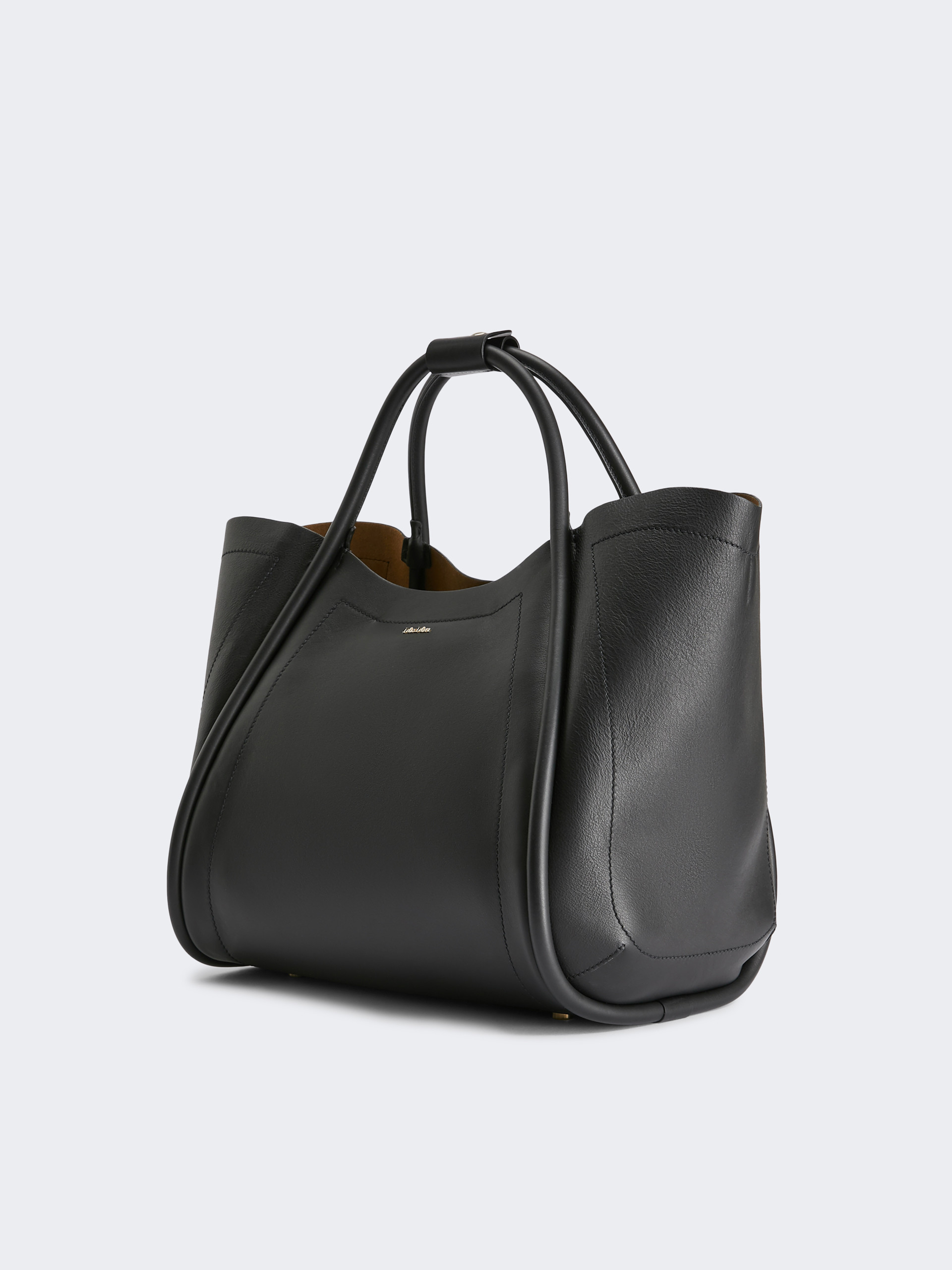 Max Mara Medium Leather Marine Bag In Black