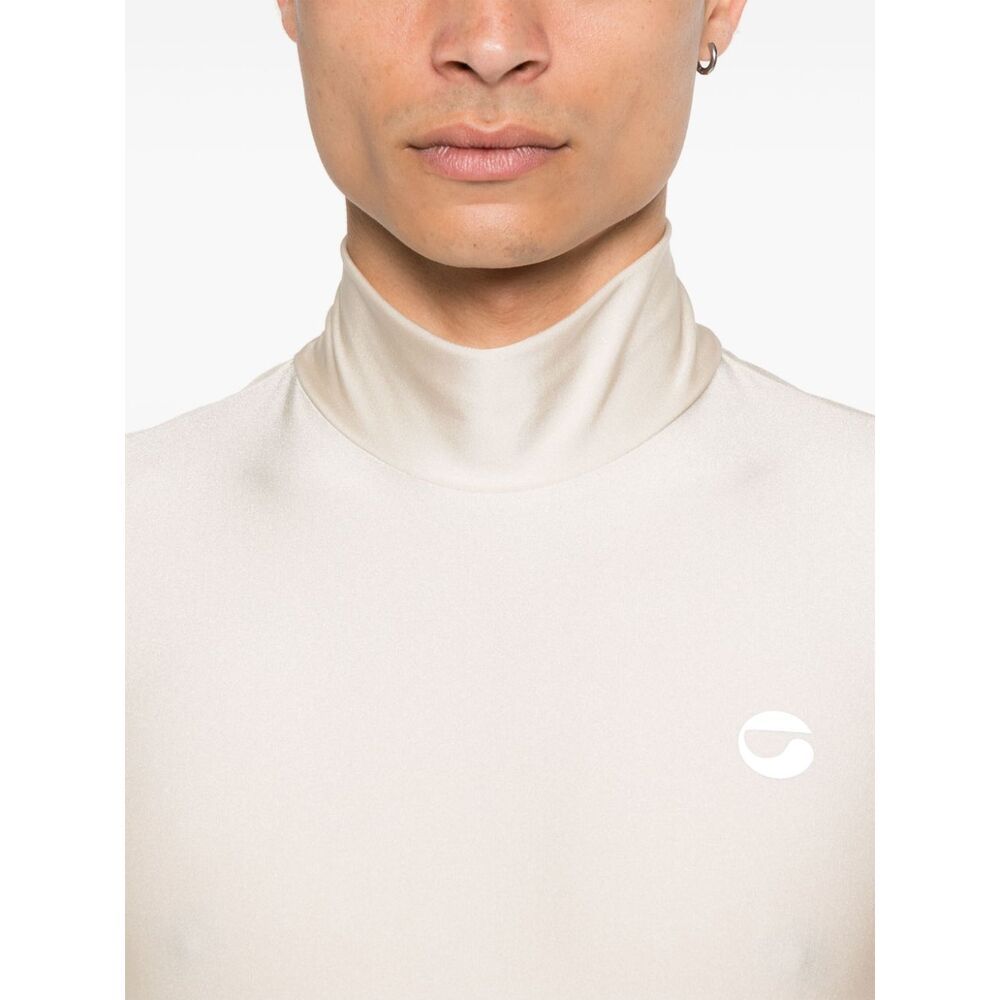 Coperni Stand-collar Long-sleeved Knitted Pullover In White