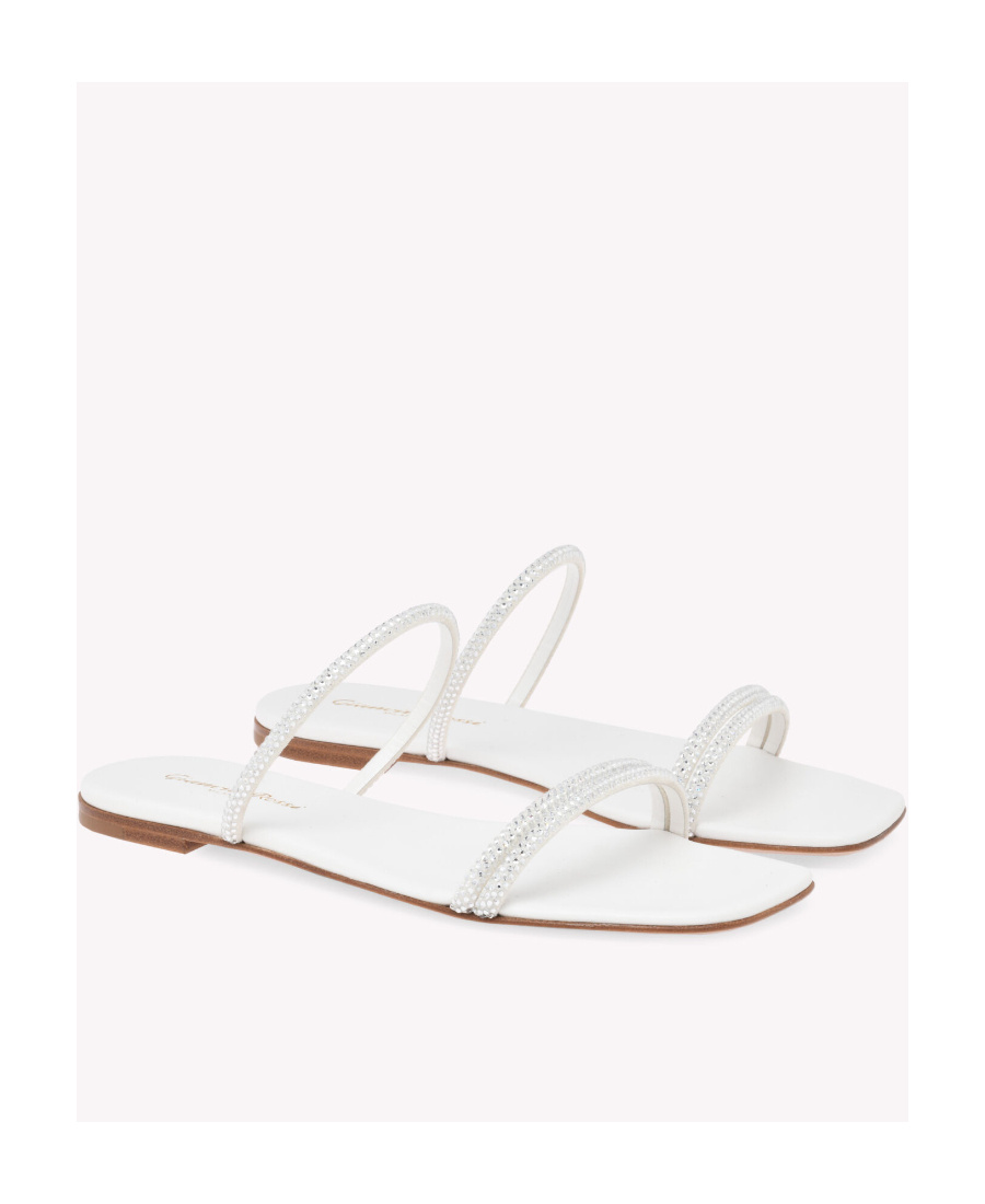 Gianvito Rossi Luxurious Rhinestone Cannes Sandals 2025 In White