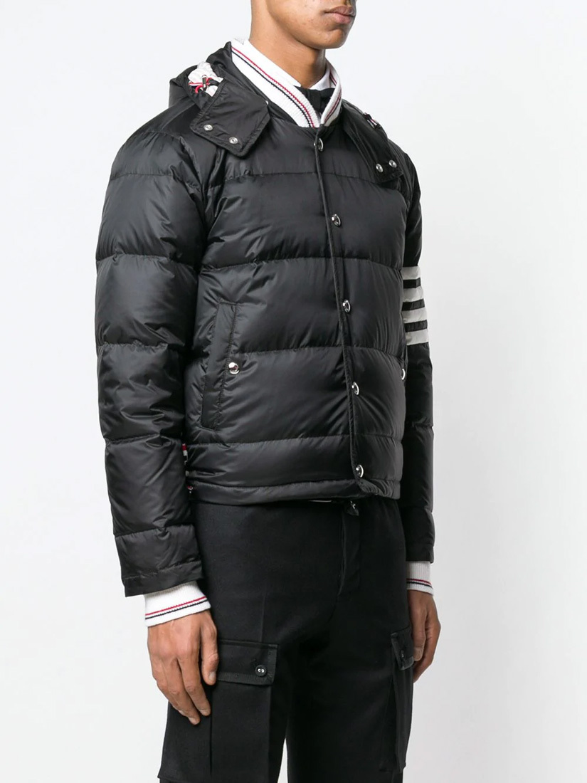 Thom Browne 4-bar Matte Nylon Bomber In Black