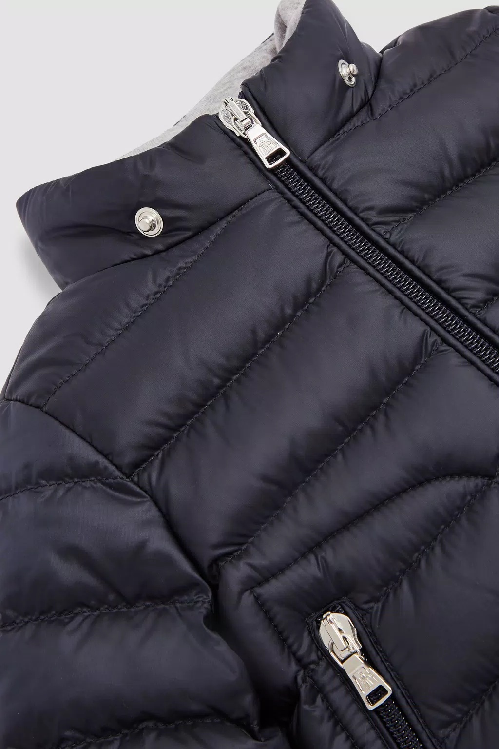Moncler Down Jacket With Logo Affixed In Blue