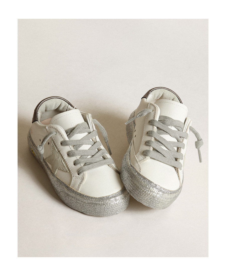 Golden Goose Superstar Glittered Low-top Sneakers In White