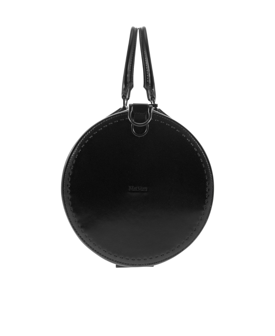 Max Mara Black Leather Brushedrolll Handbag In Black