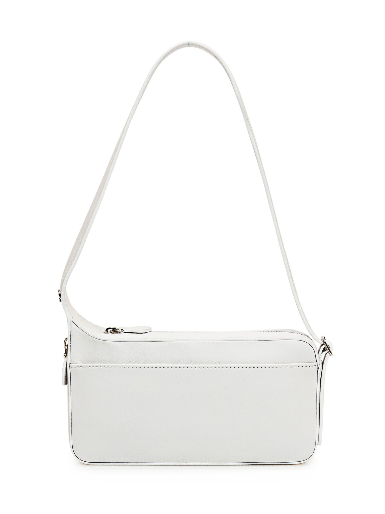 Courrèges Zipped Leather Shoulder Bag In White