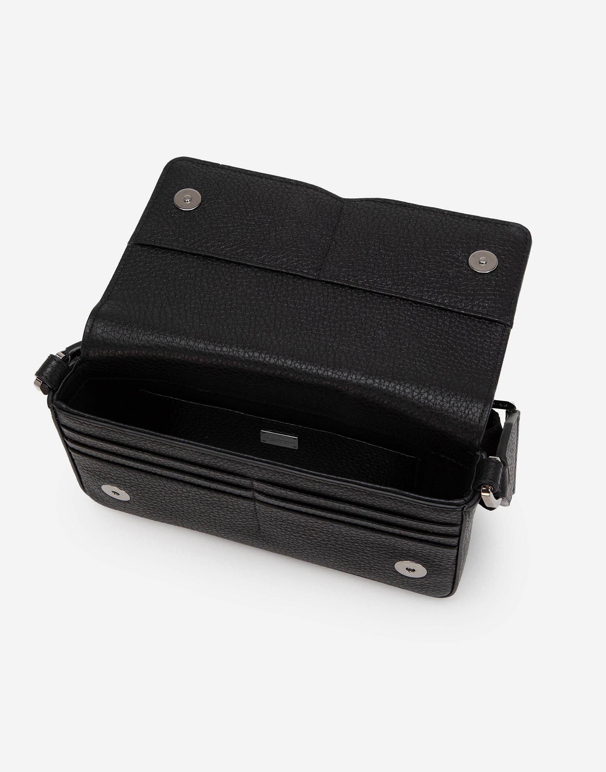 Dolce & Gabbana Logo-embossed Leather Messenger Bag In Black