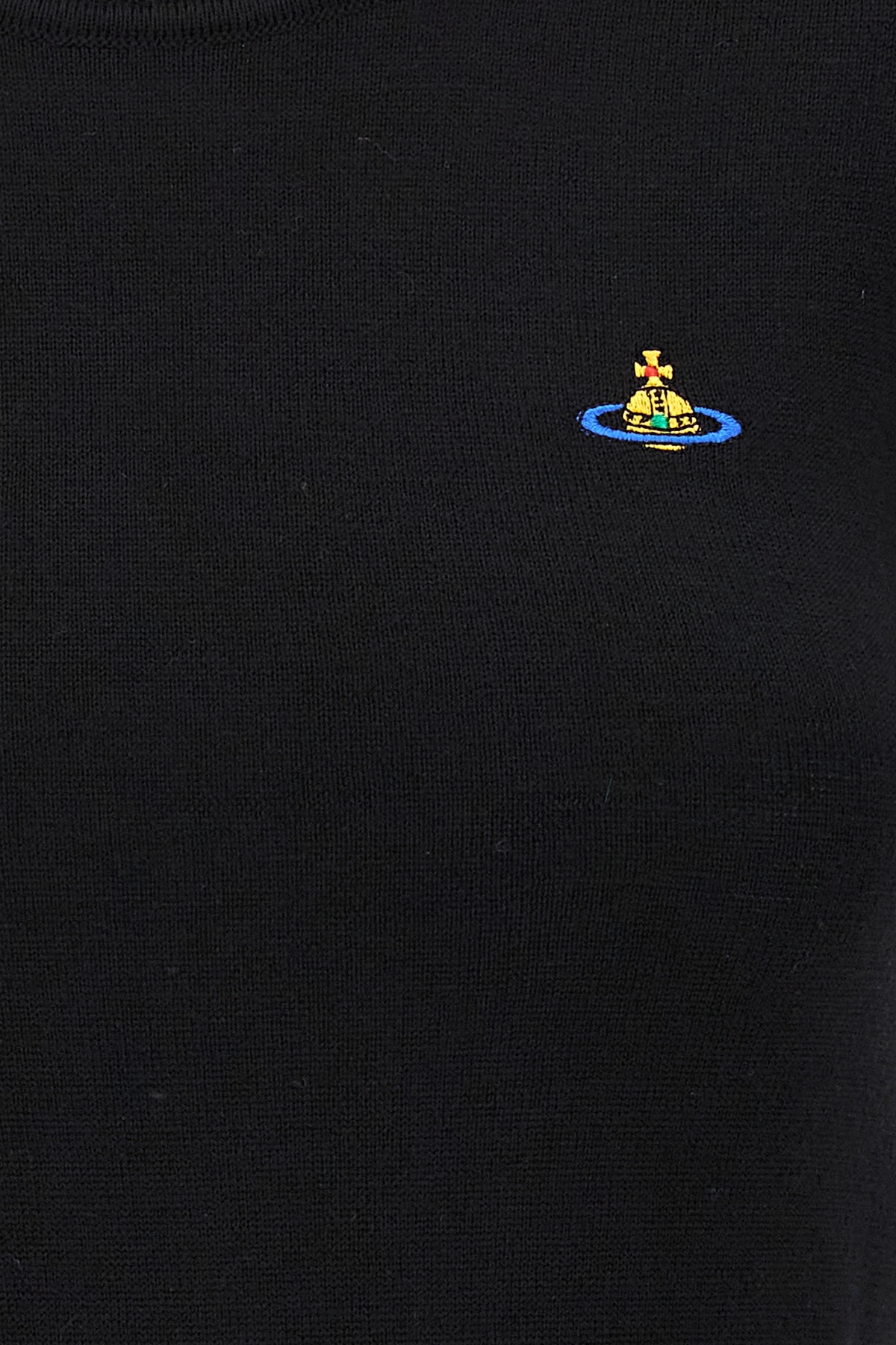 Shop Vivienne Westwood Orb-embroidered Virgin-wool Knitted Top In Black