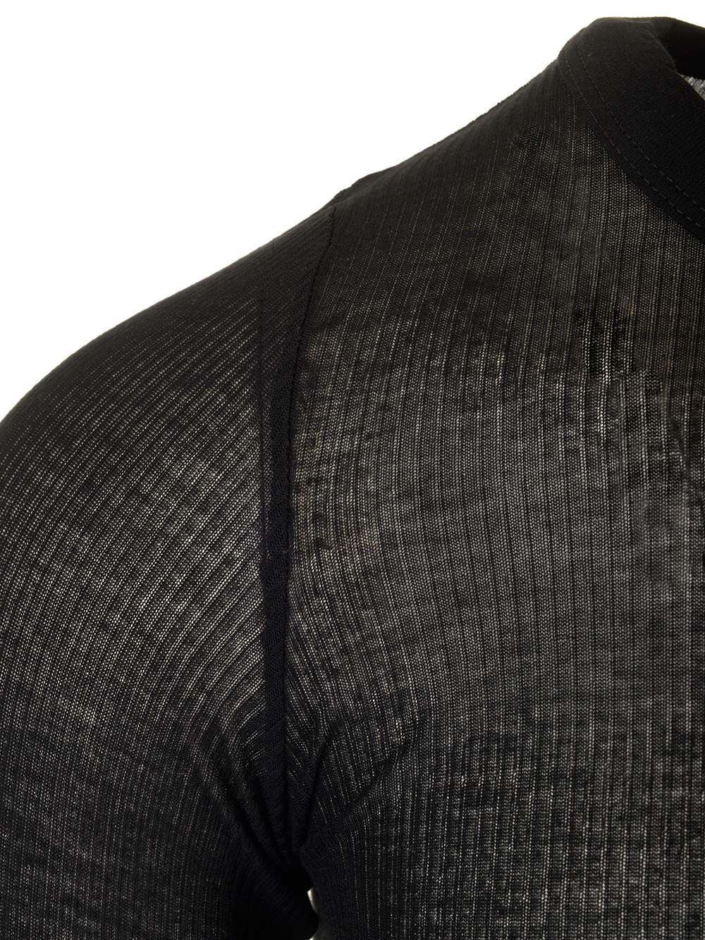 Rick Owens Round Collar And Long-sleeved T-shirt In Black