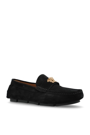 Versace Medusa-plaque Loafers In Blue