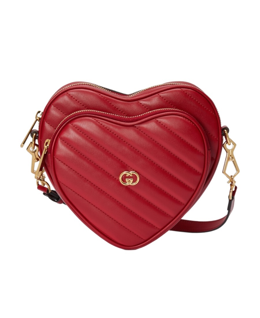 Gucci Red Interlocking G Mini Heart Shoulder Bag In Red