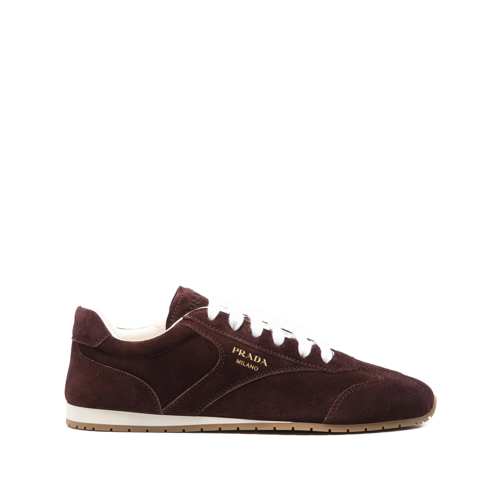 Prada Suede Sneakers Rubber Sole In Burgundy