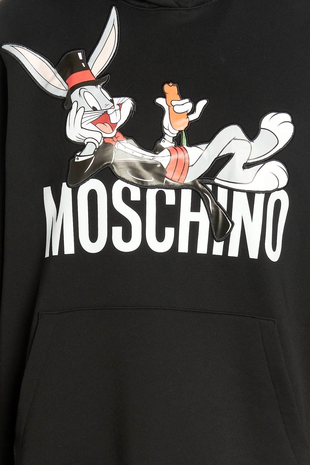 Shop Moschino Bugs Bunny Print Hoodie In Black