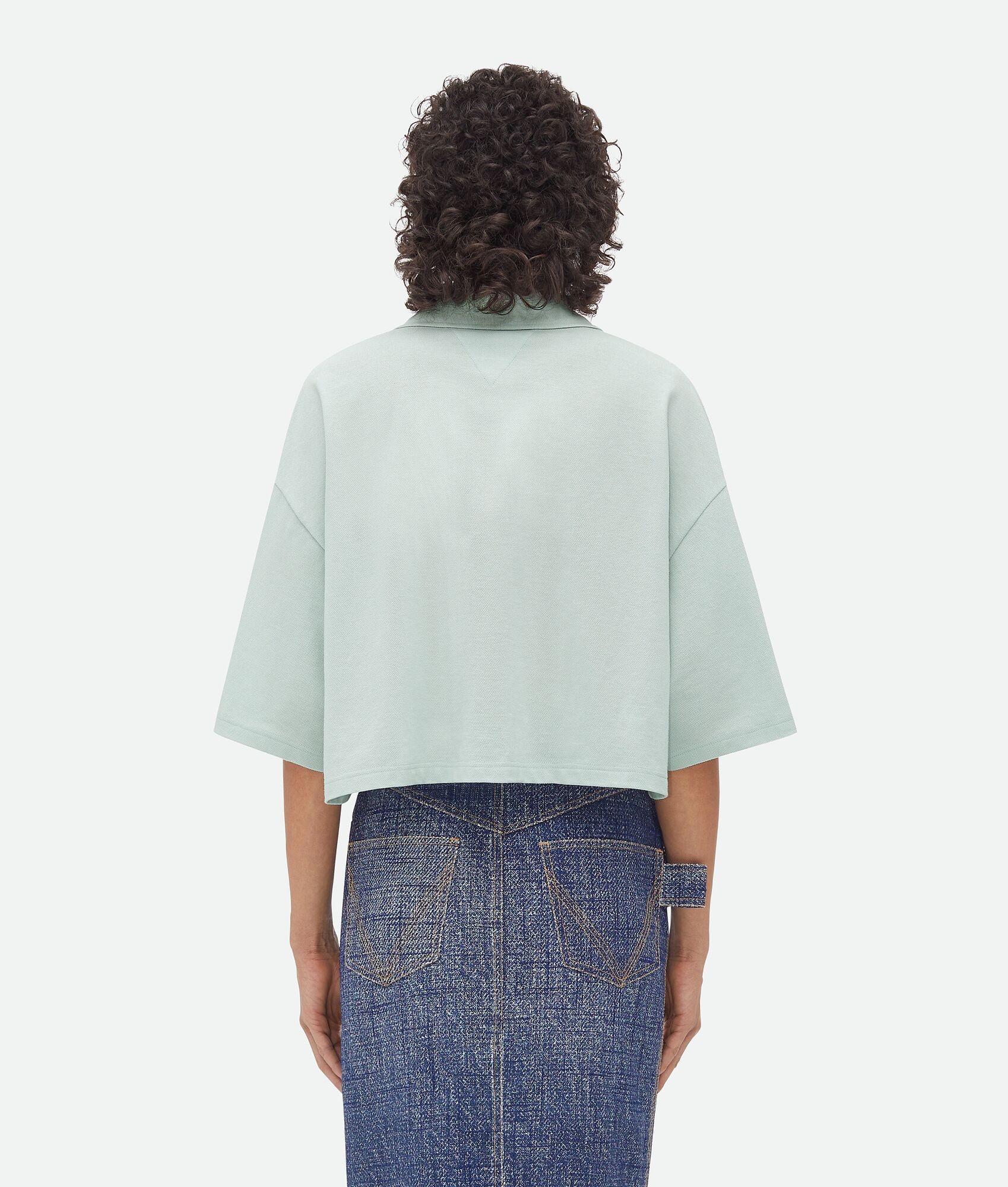 Bottega Veneta Cropped Short-sleeved Polo T-shirt In Green