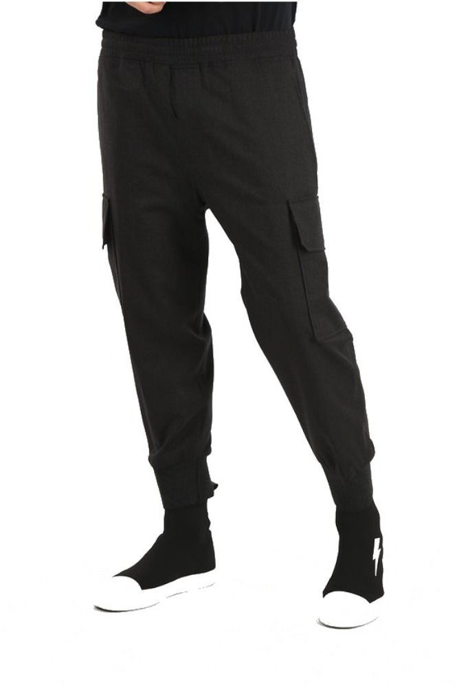 Neil Barrett Elastic Tapered Casual Pants In Black