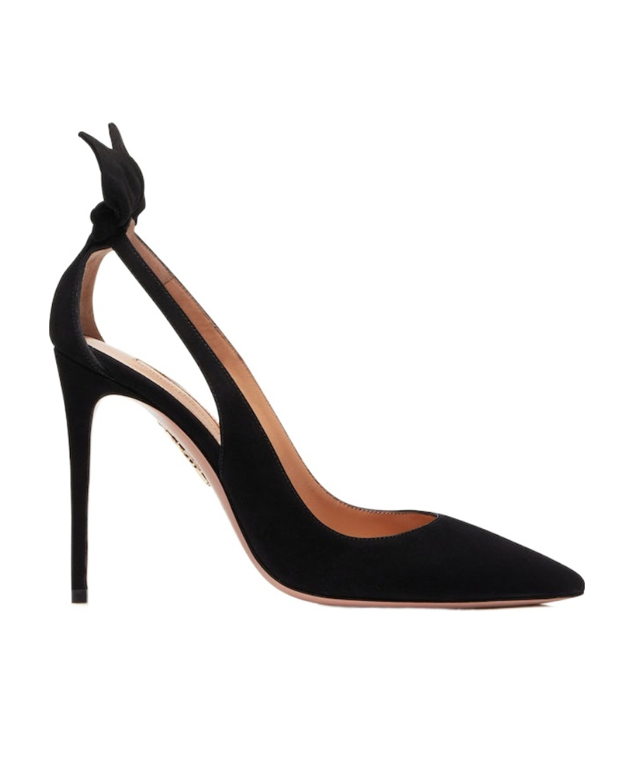 Aquazzura Bow Tie 105mm Leather Pumps In Black