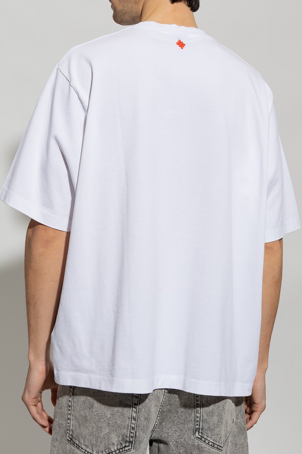Marcelo Burlon County Of Milan Collar Feathers Over Printed T-shirt In White