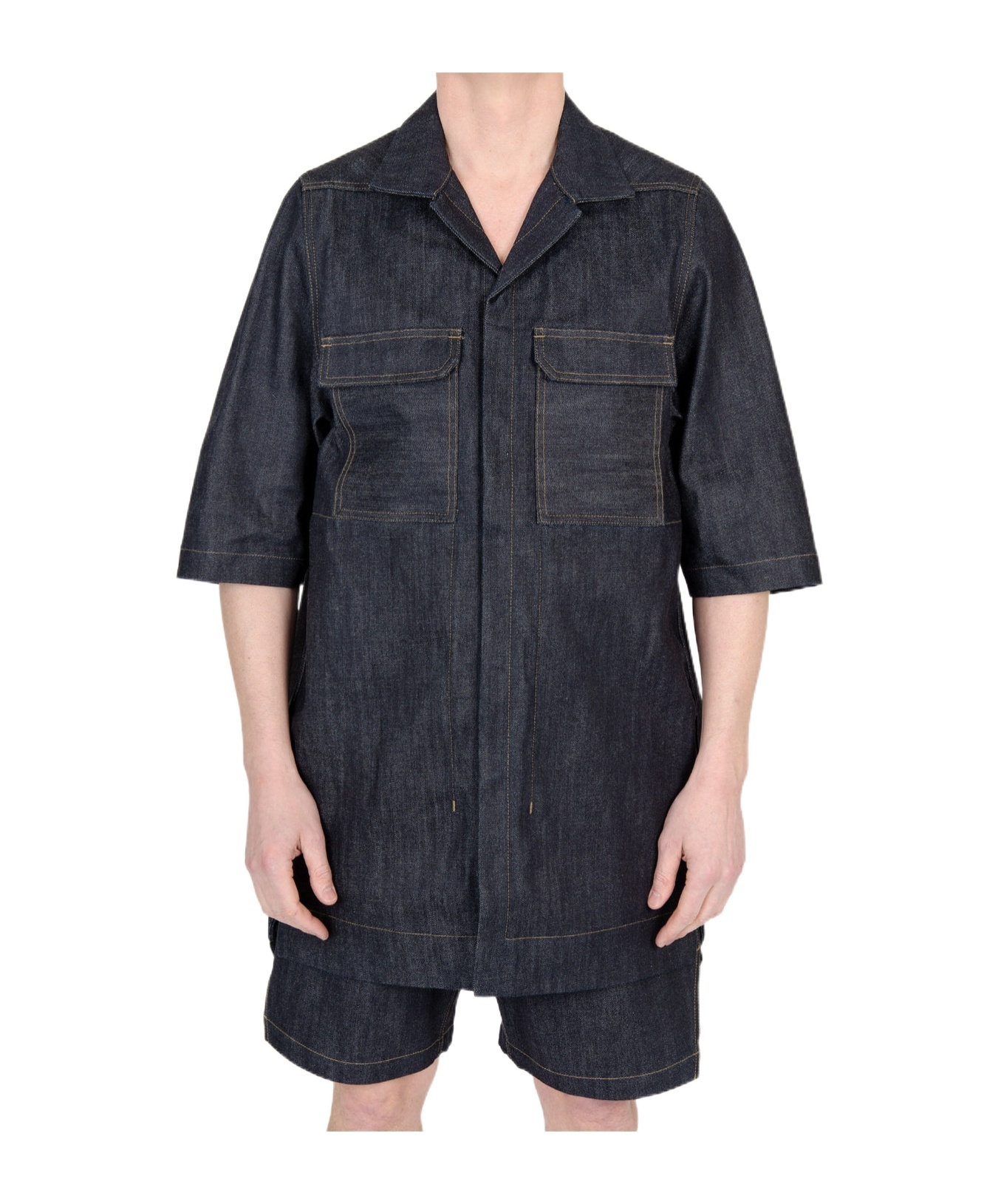 Rick Owens Drkshdw Drkshdw By Rick Owens Overshirt In Denim In Black
