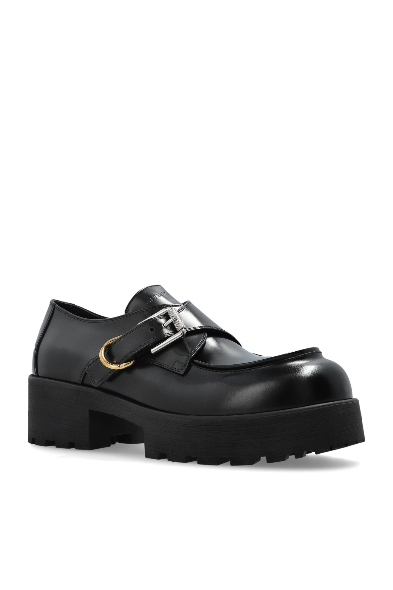 Givenchy Voyou Monk Crystal-embellished Leather Platform Loafers In Black