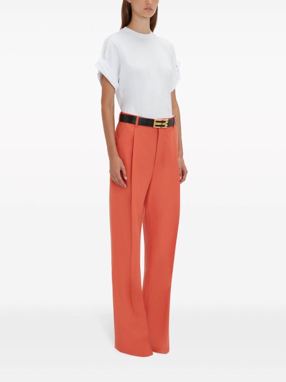 Victoria Beckham Single Pleat Trousers In Red