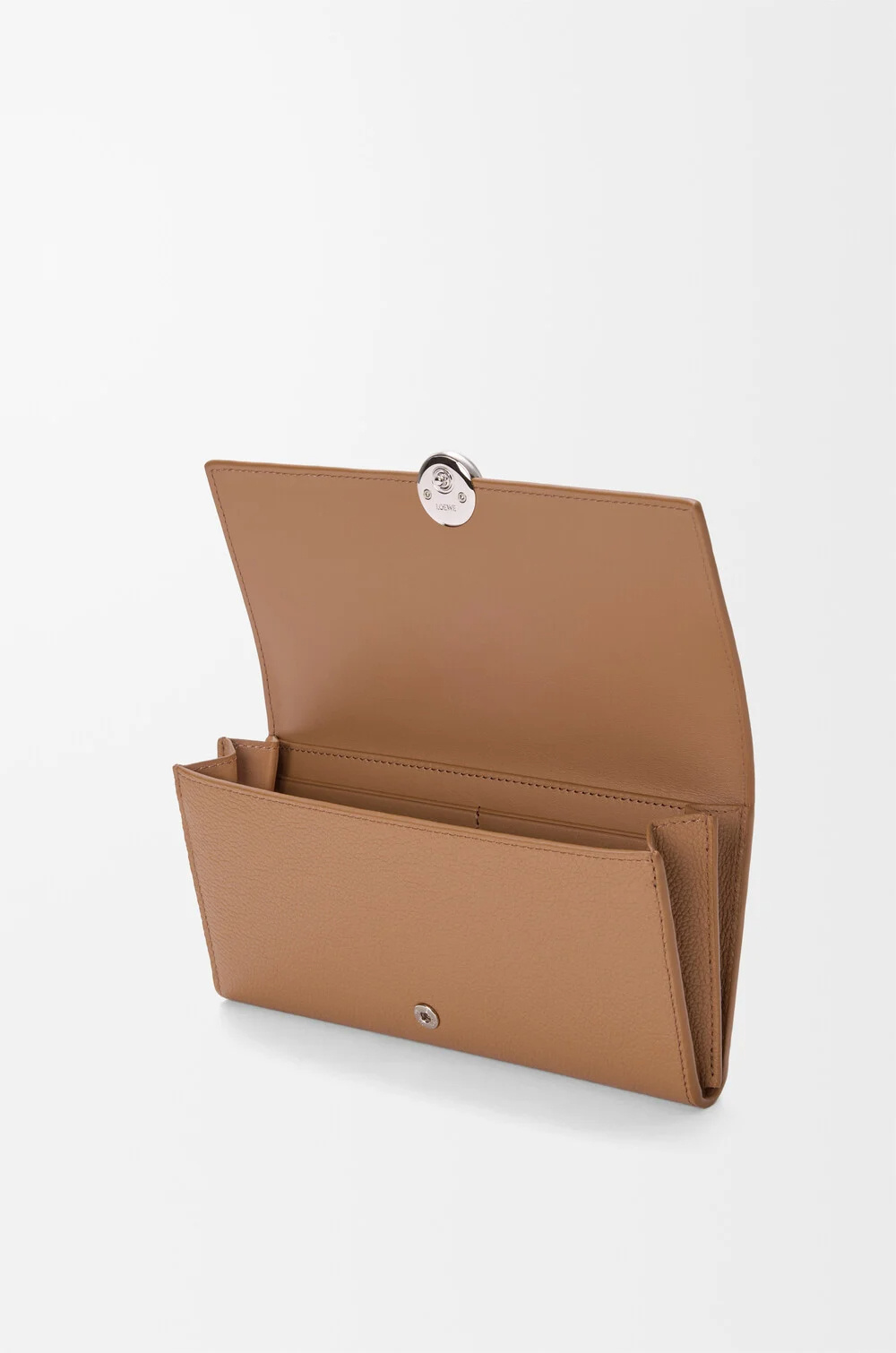 Loewe Pebble Continental Wallet In Mini Grain Calfskin In Brown
