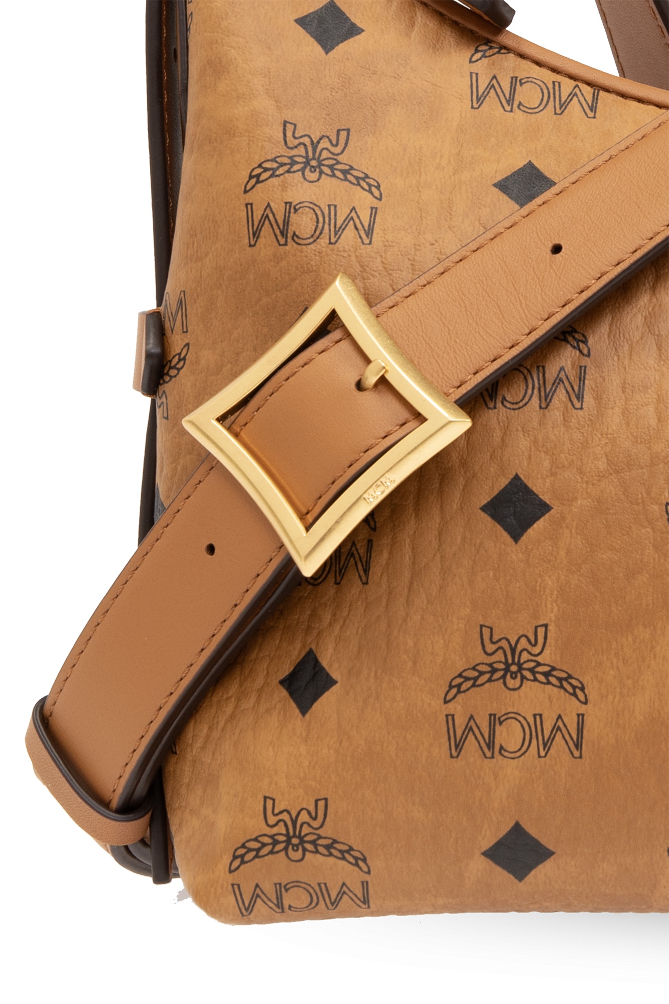 Mcm Aren Visetos Monogram Hobo Bag In Brown