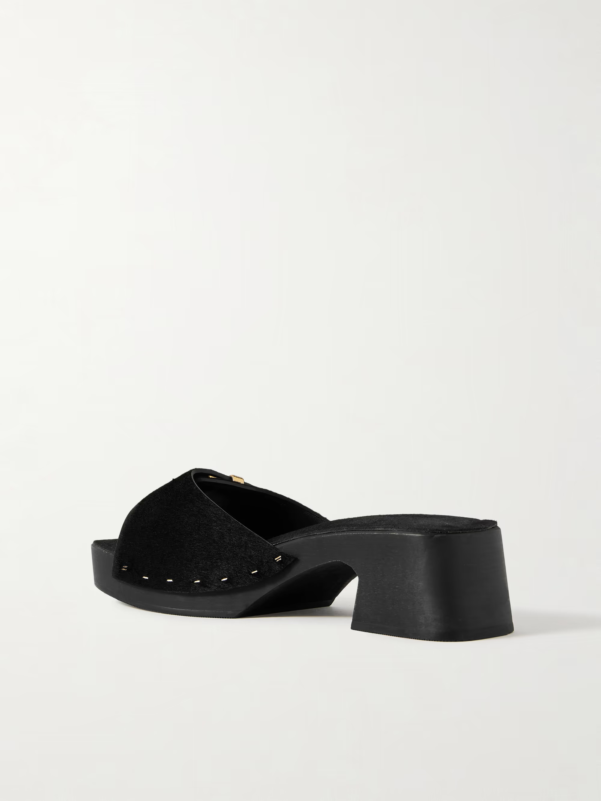 Khaite Britt Clog Haircalf Buckle Mules In Black