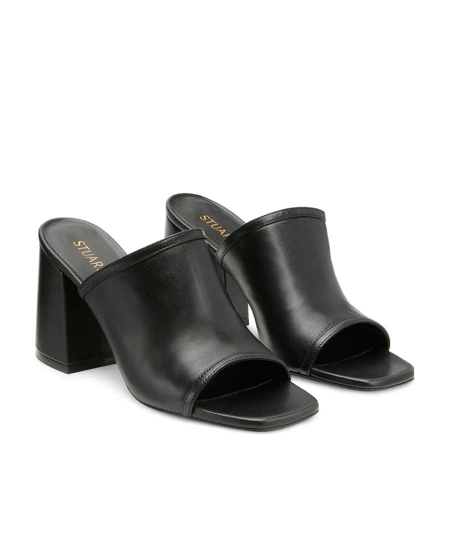 Stuart Weitzman Cayman 85 Block Slide Sandal In Black