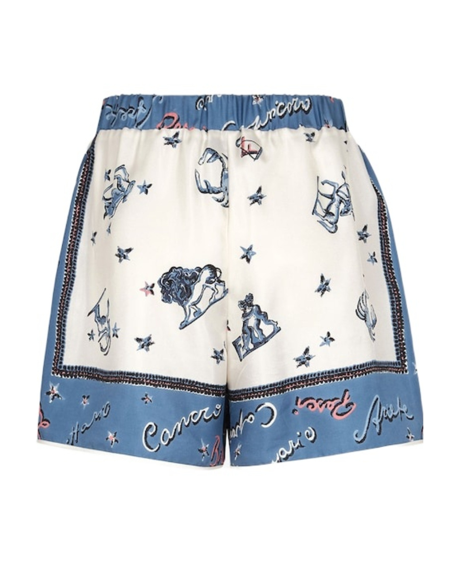 Fendi Blue Silk Shorts In White