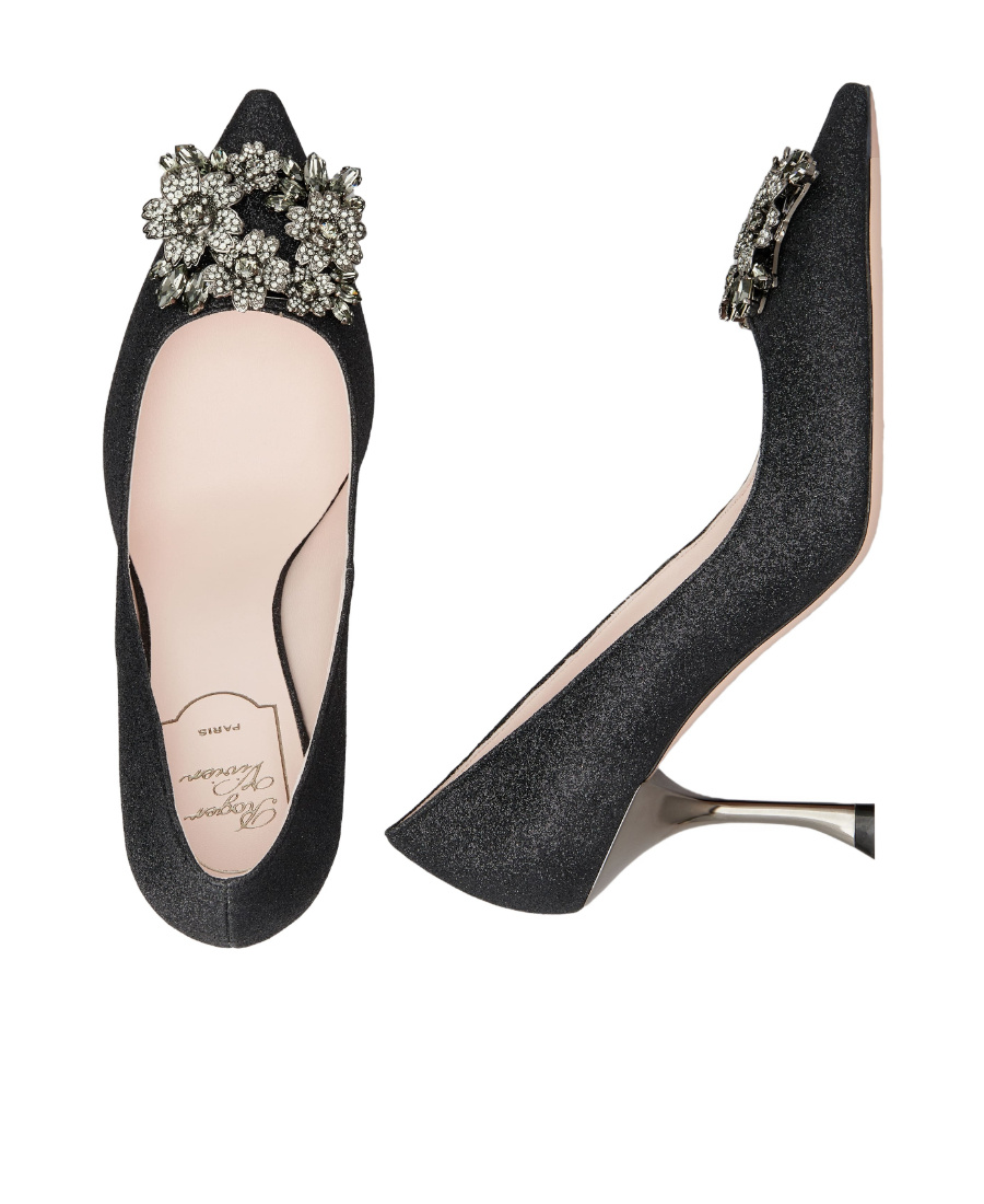 Roger Vivier Rv Bouquet Strass Buckle Pumps In Black