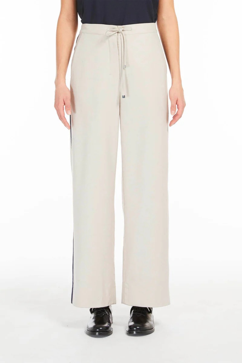 Max Mara Off White Filippa Soft Flannel Trousers In Pink
