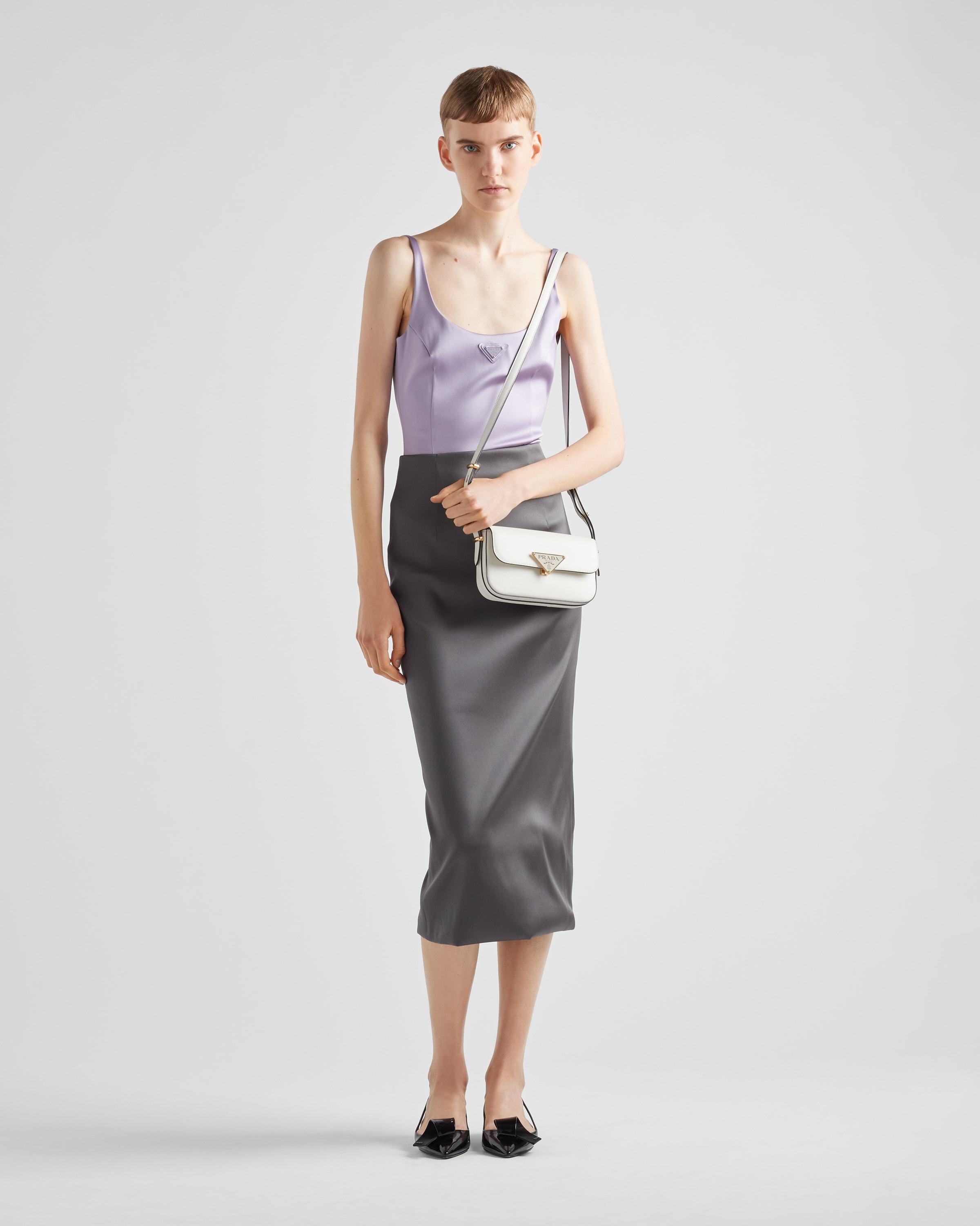 Prada Triangle Flap Leather Shoulder Bag In White