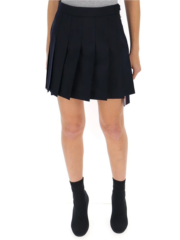 Shop Thom Browne Asymmetric Pleated Miniskirt In Black