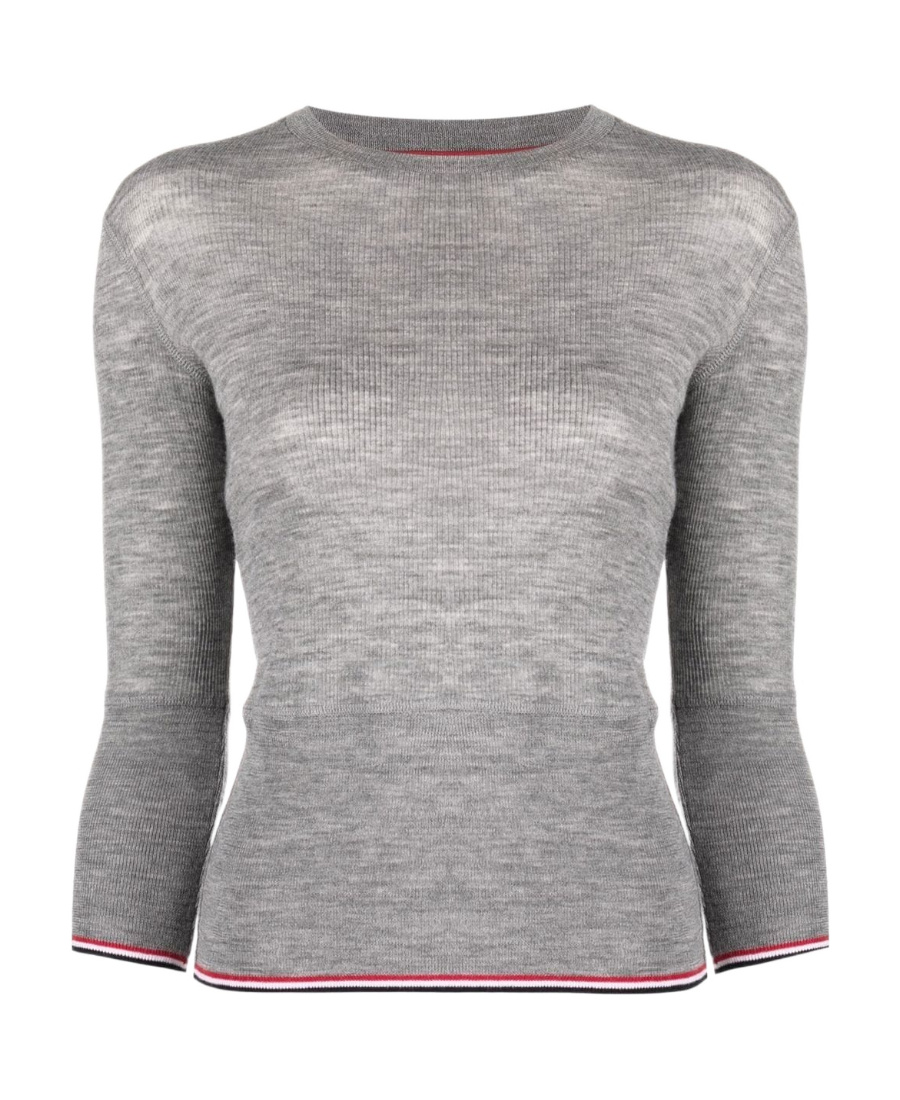 Thom Browne Stripe-trim Knit Jumper In Gray