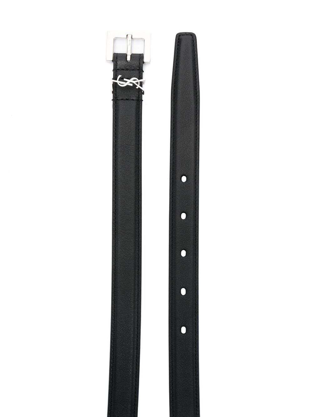 Saint Laurent Ysl Logo-plaque Belt In Black