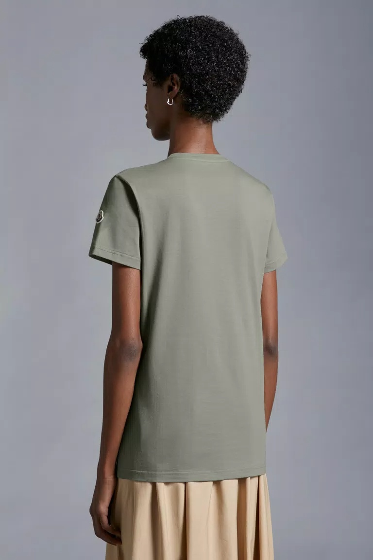 Moncler Logo-patch Cotton T-shirt In Brown