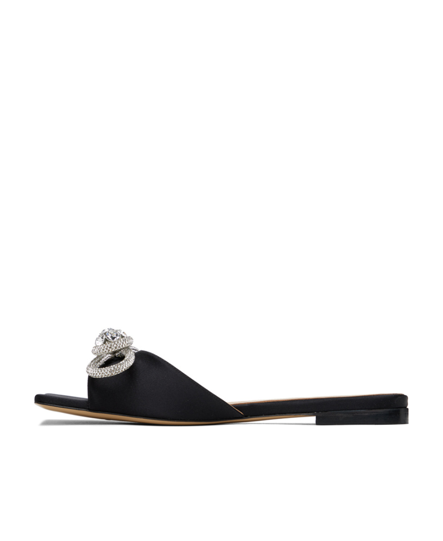 Mach&mach Double Bow Flat Mules In Black