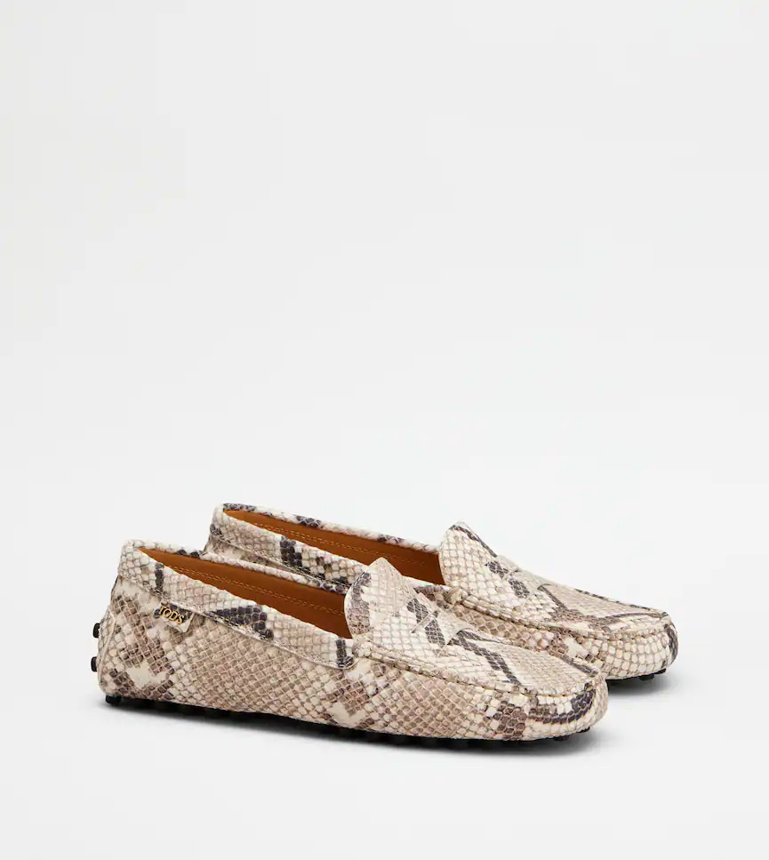 Tod's Snake-effect Leather Driving Loafers In Multi