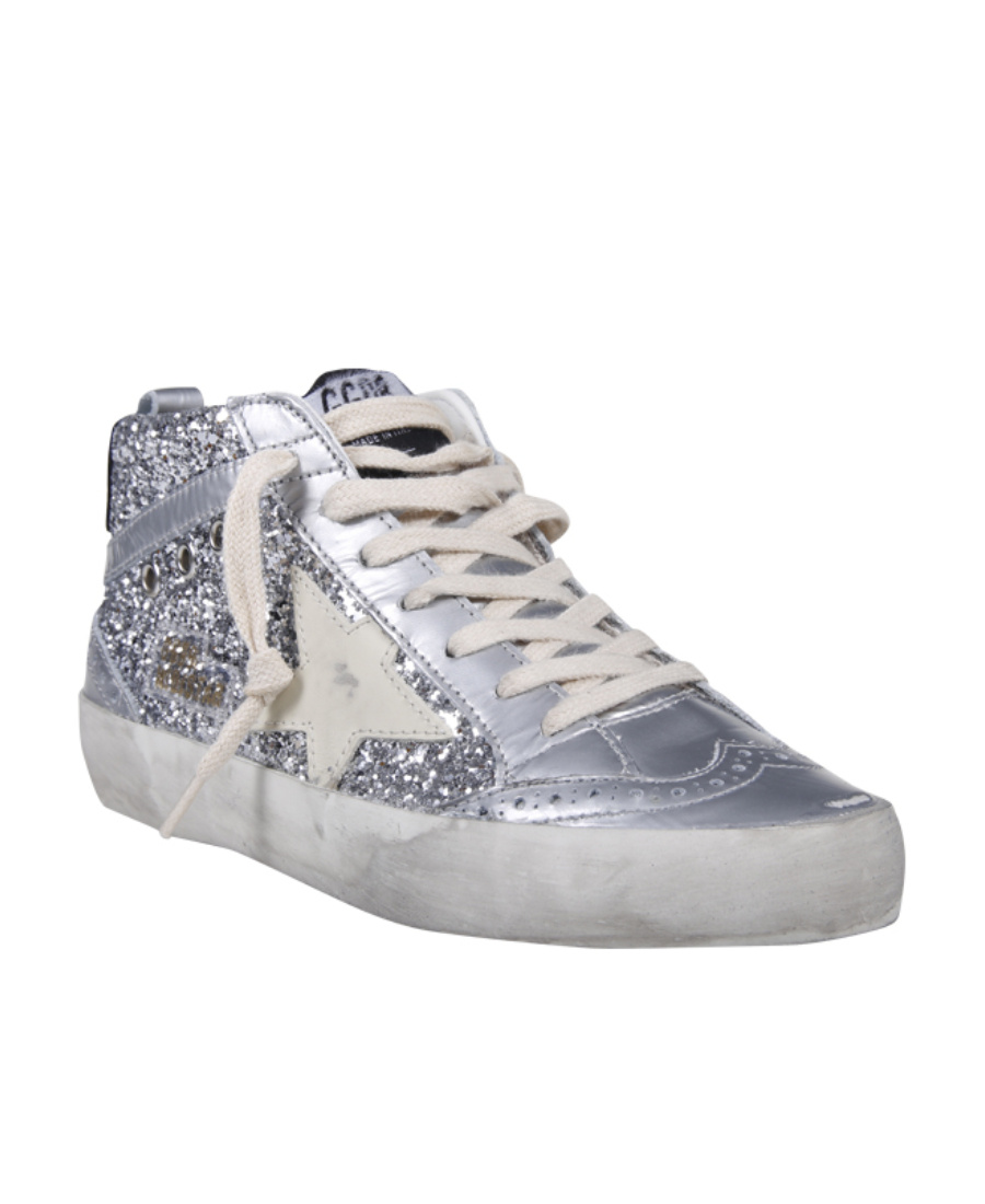 Golden Goose Glittered High-top Sneakers In Gray