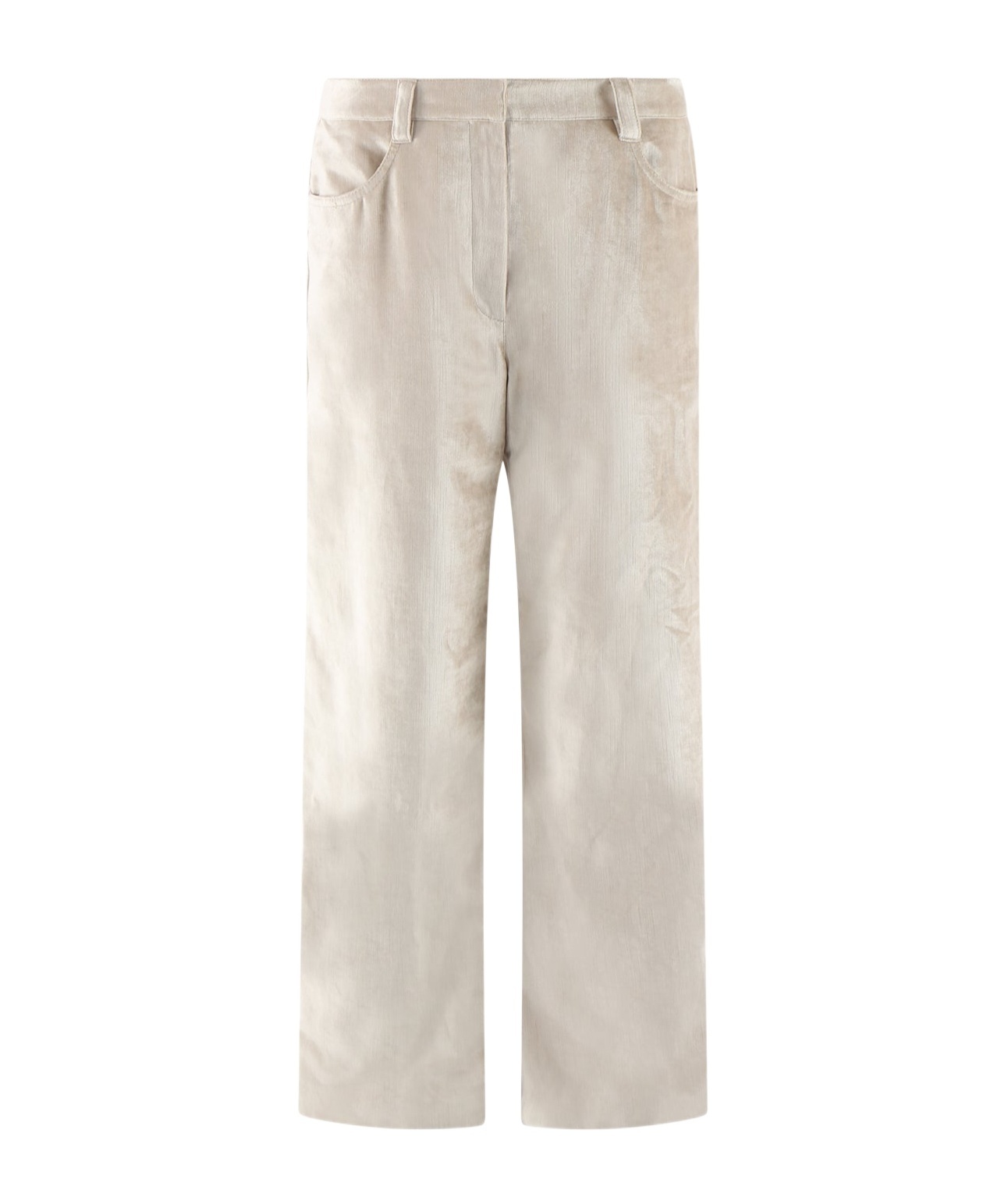 Brunello Cucinelli Wide-leg Velvet Trousers In White