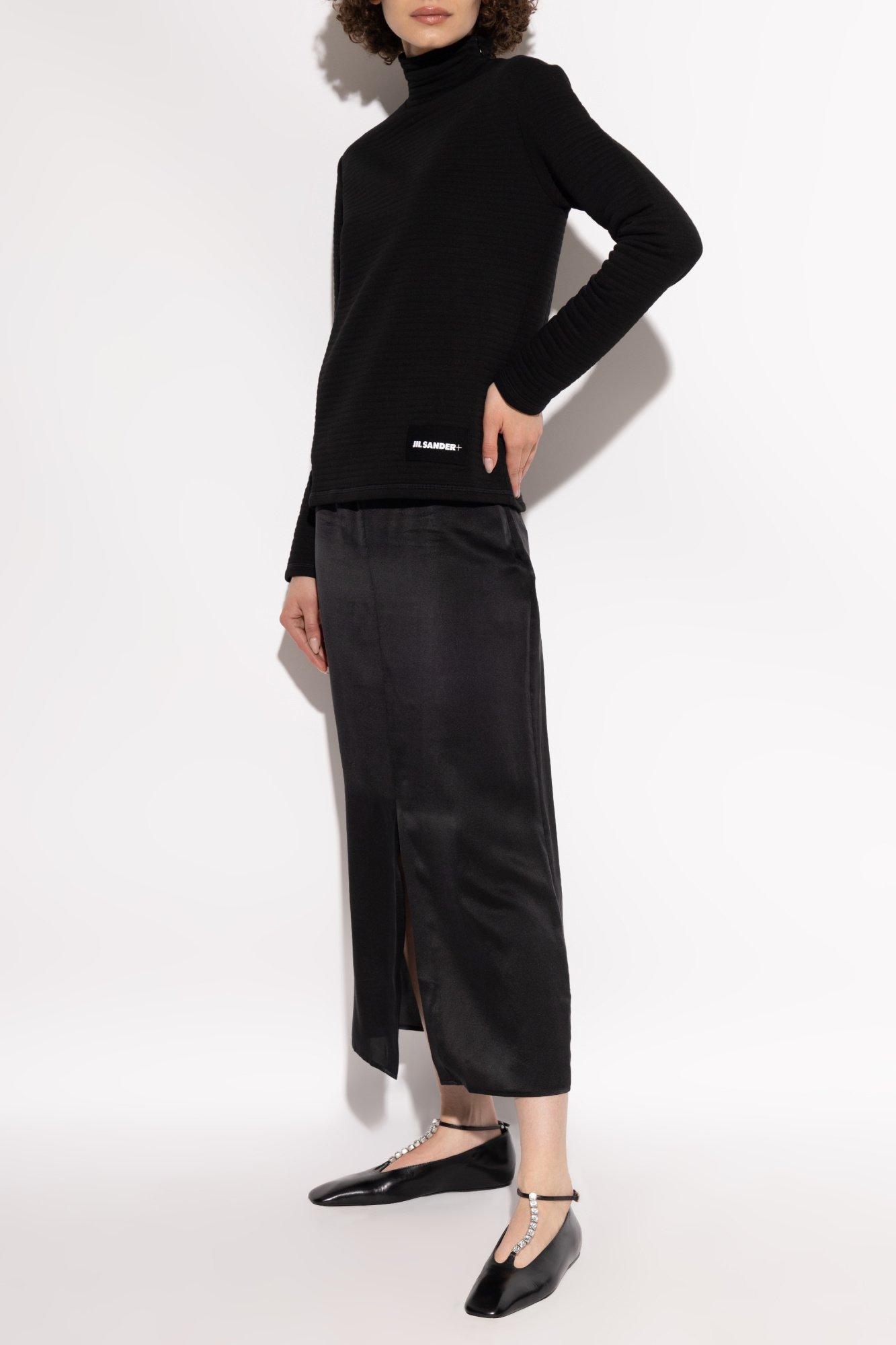 Jil Sander Ribbed-effect Sweatshirt In Black