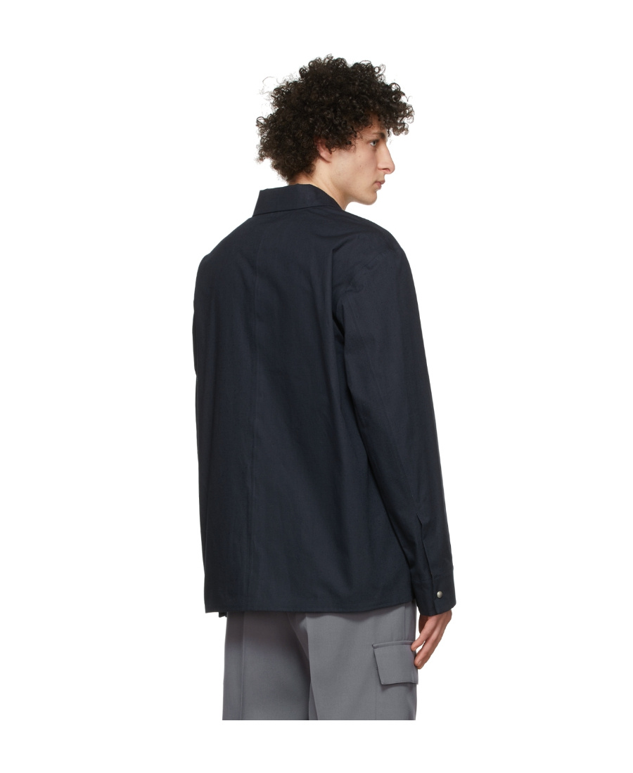 Jil Sander Blue Organic Cotton Jacket In Black