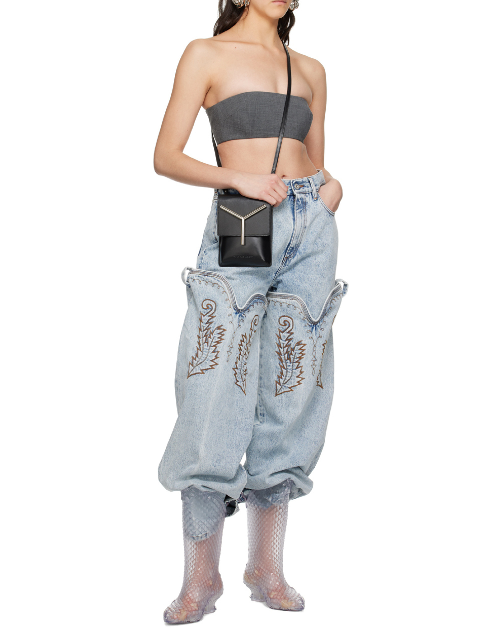 Y/project Y-plaque Detail Crossbody Bag In Black