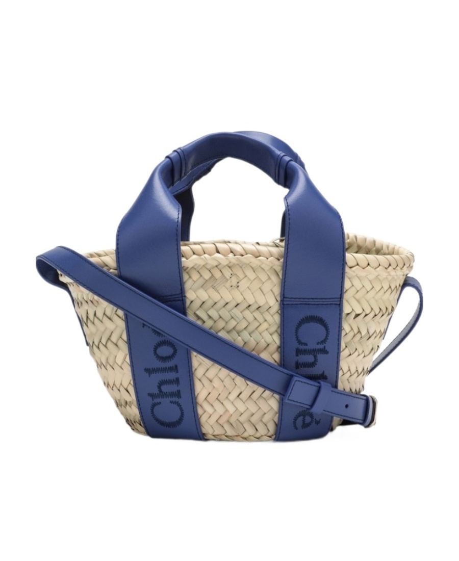Chloé Chloe Small Sense Raffia Tote Bag In Blue