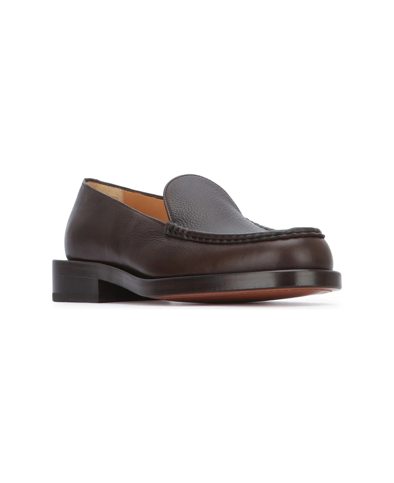 Jacquemus Leather Loafers With Round Toe And Stitching In Black