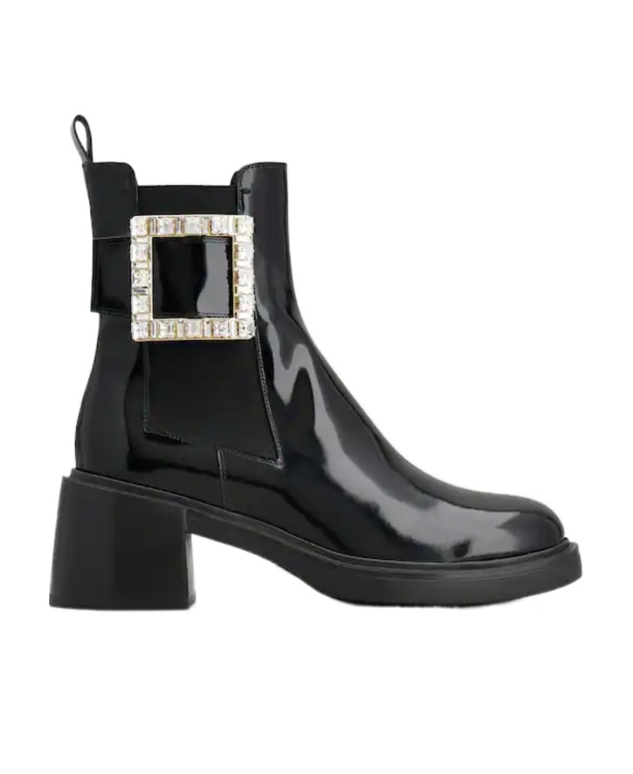 Roger Vivier 60mm Viv Ranger Patent Leather Boots In Black