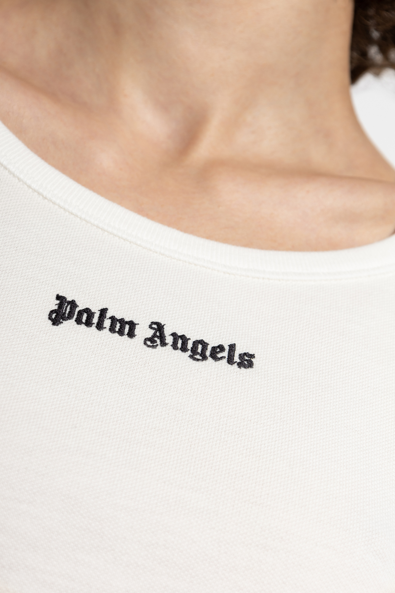 Palm Angels Ribbed Sleeveless Cropped Tank Top In White