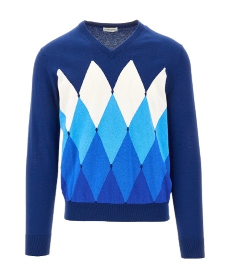 Ballantyne Blue Argyle Sweater In Blue