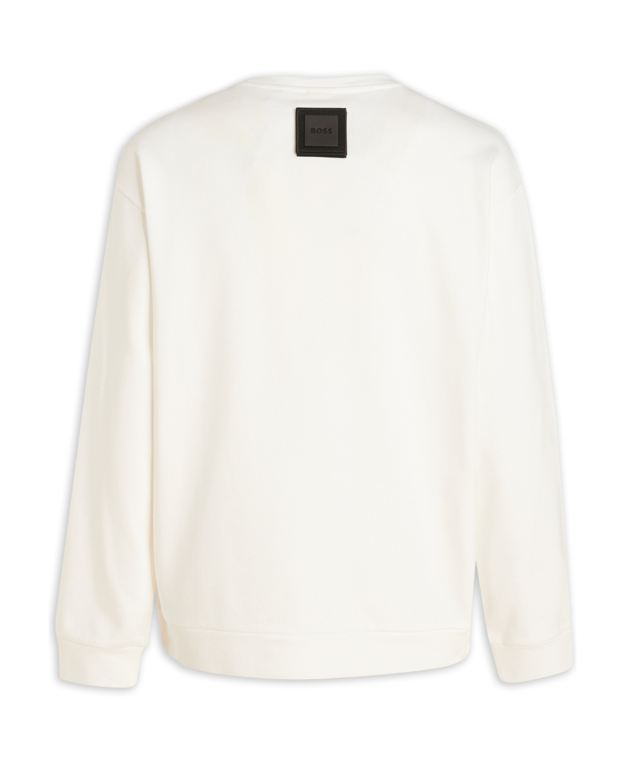 Hugo Boss Pattern Logo Round Neck Sweater In White