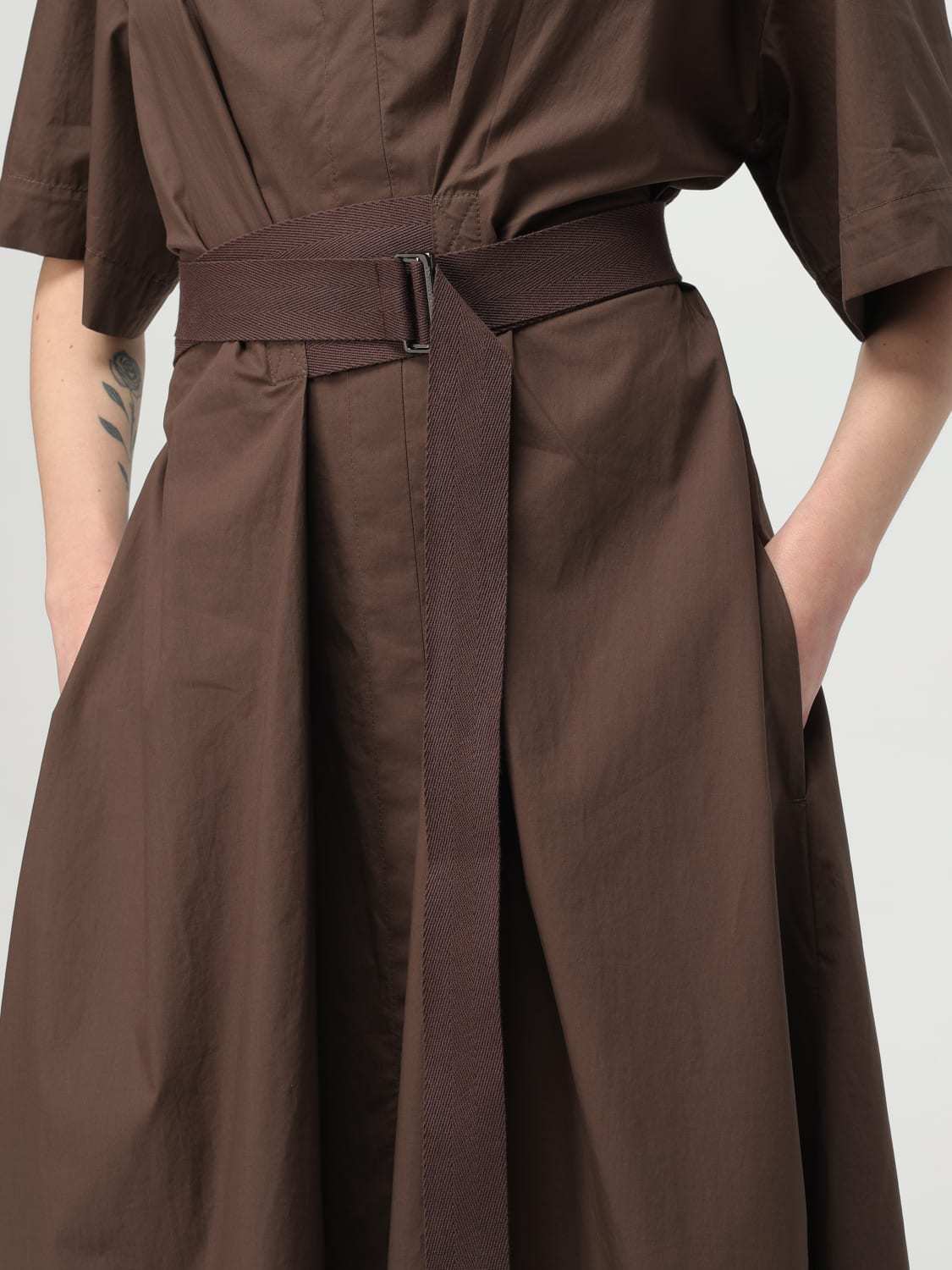 Brunello Cucinelli Short Sleeve Dress In Brown
