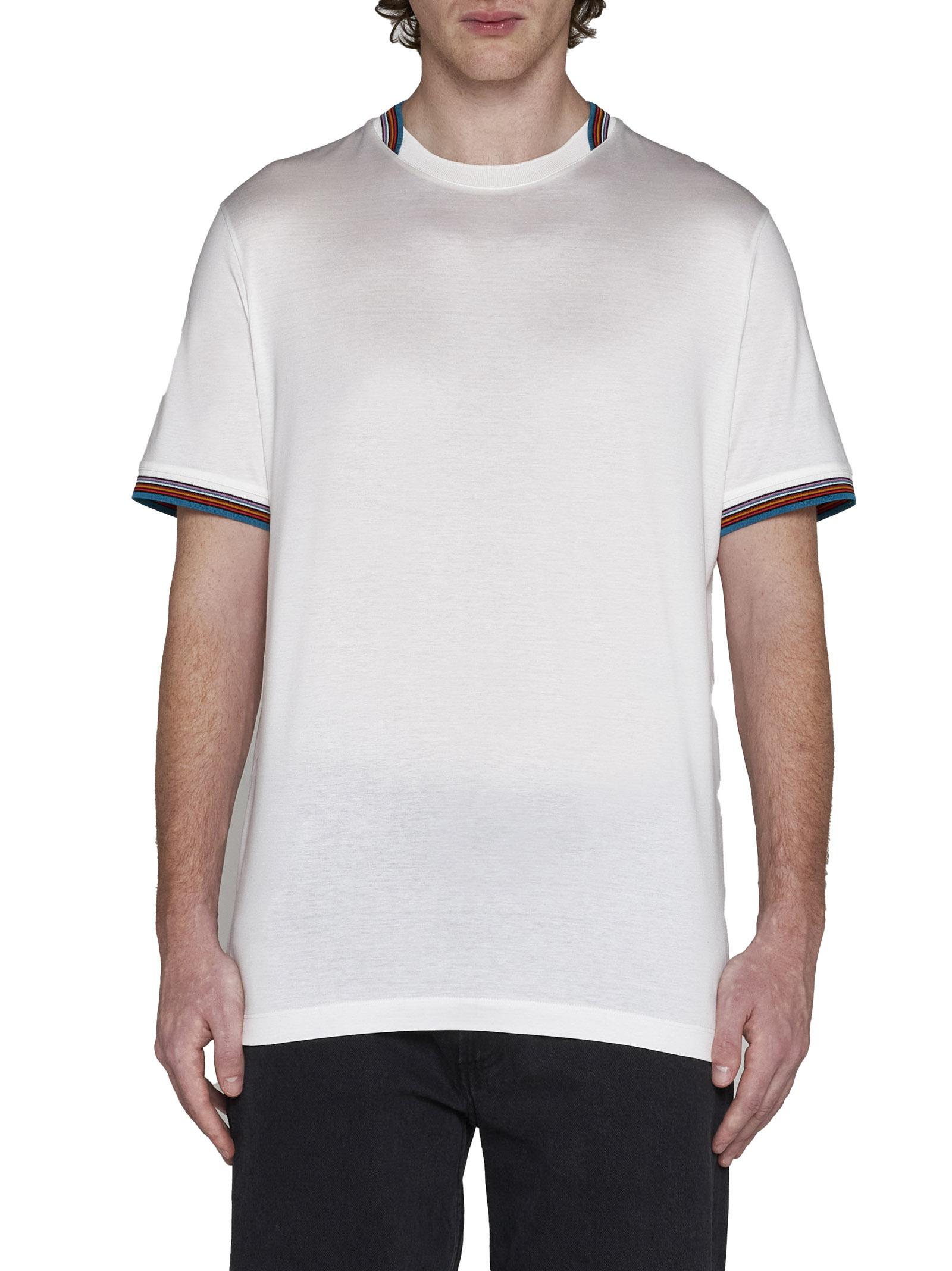 Paul Smith Signature Stripe Trim T-shirt In White